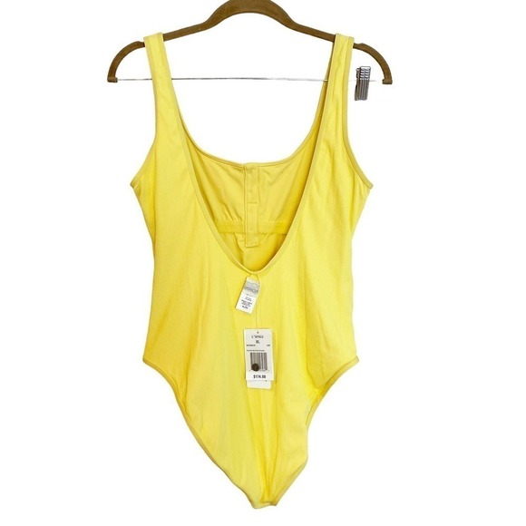 L Space Button-Down Ribbed Float On One Piece Swimsuit Yellow Womens Size XL NWT - Picture 4 of 14